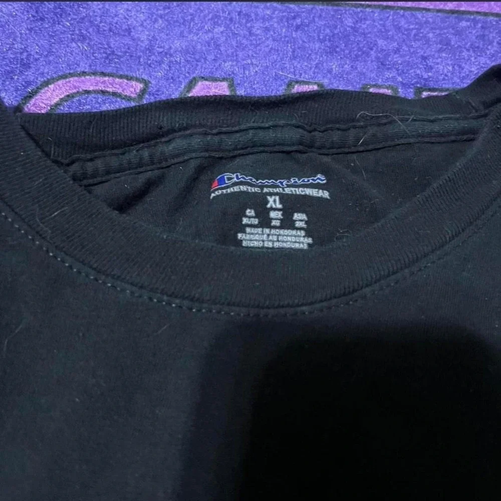 XL Champion black and orange cotton t-shirt with cool gorp core esque front hit - Picture 6 of 6